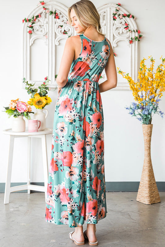 Floral Sleeveless Maxi Dress with Pockets apparel & accessories
