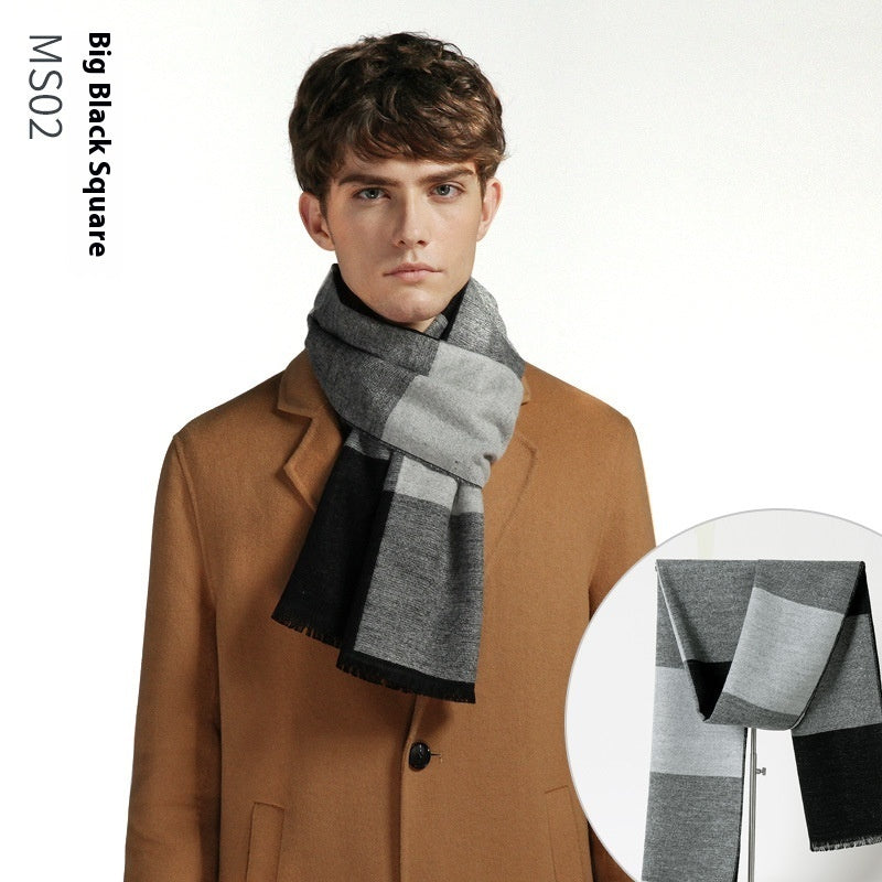 Simple Plaid Warm Keeping Artificial Cashmere Scarf Men's Scarves