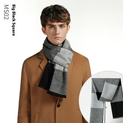 Simple Plaid Warm Keeping Artificial Cashmere Scarf Men's Scarves