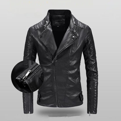 Trendy Leather Jacket Men's Fleece-lined PU Jacket apparels & accessories