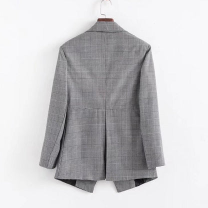 Women's Fashion Dark Button Black And White Plaid Small Suit Jacket apparels & accessories