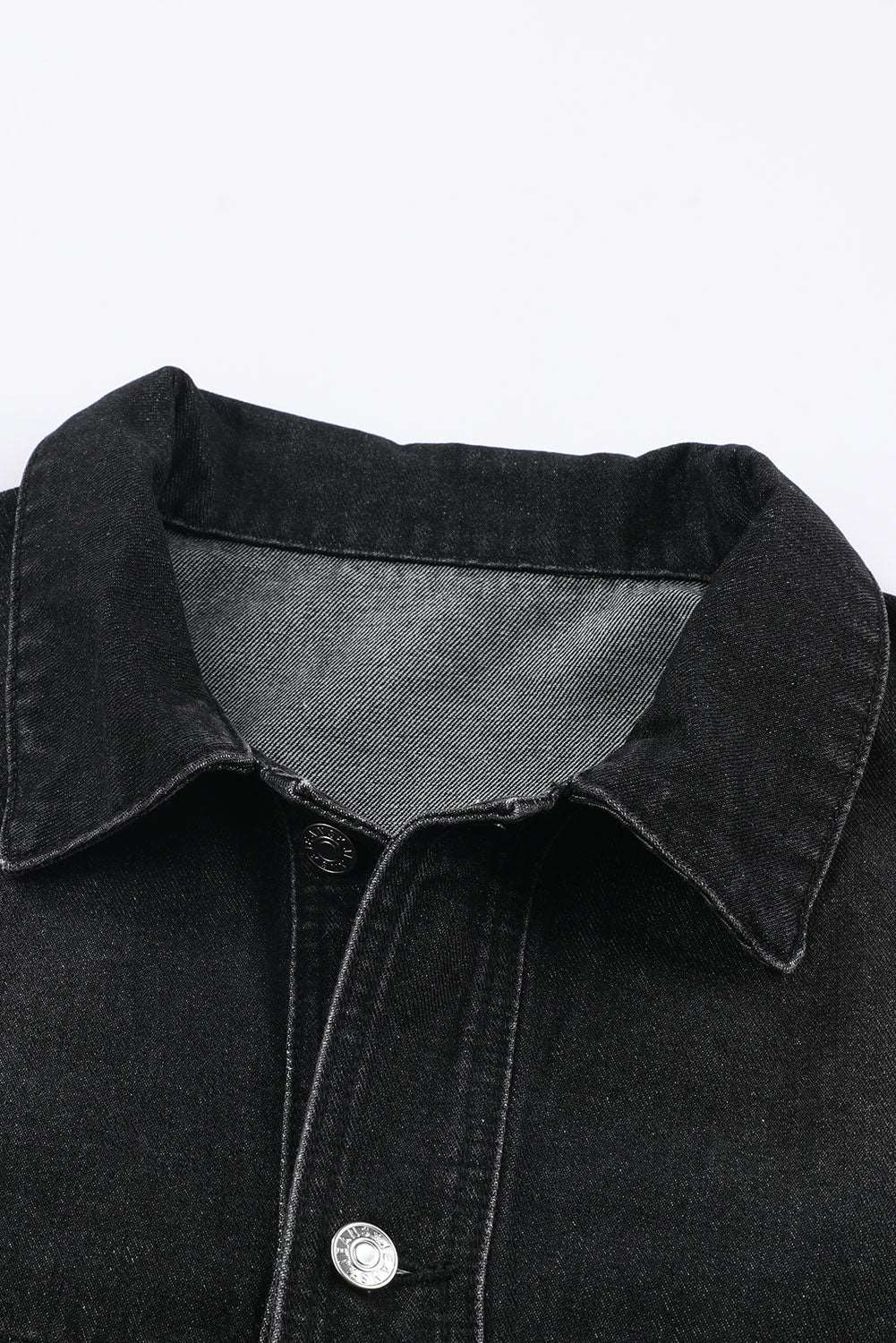 Button Up Dropped Shoulder Denim Jacket with Pockets Dresses & Tops