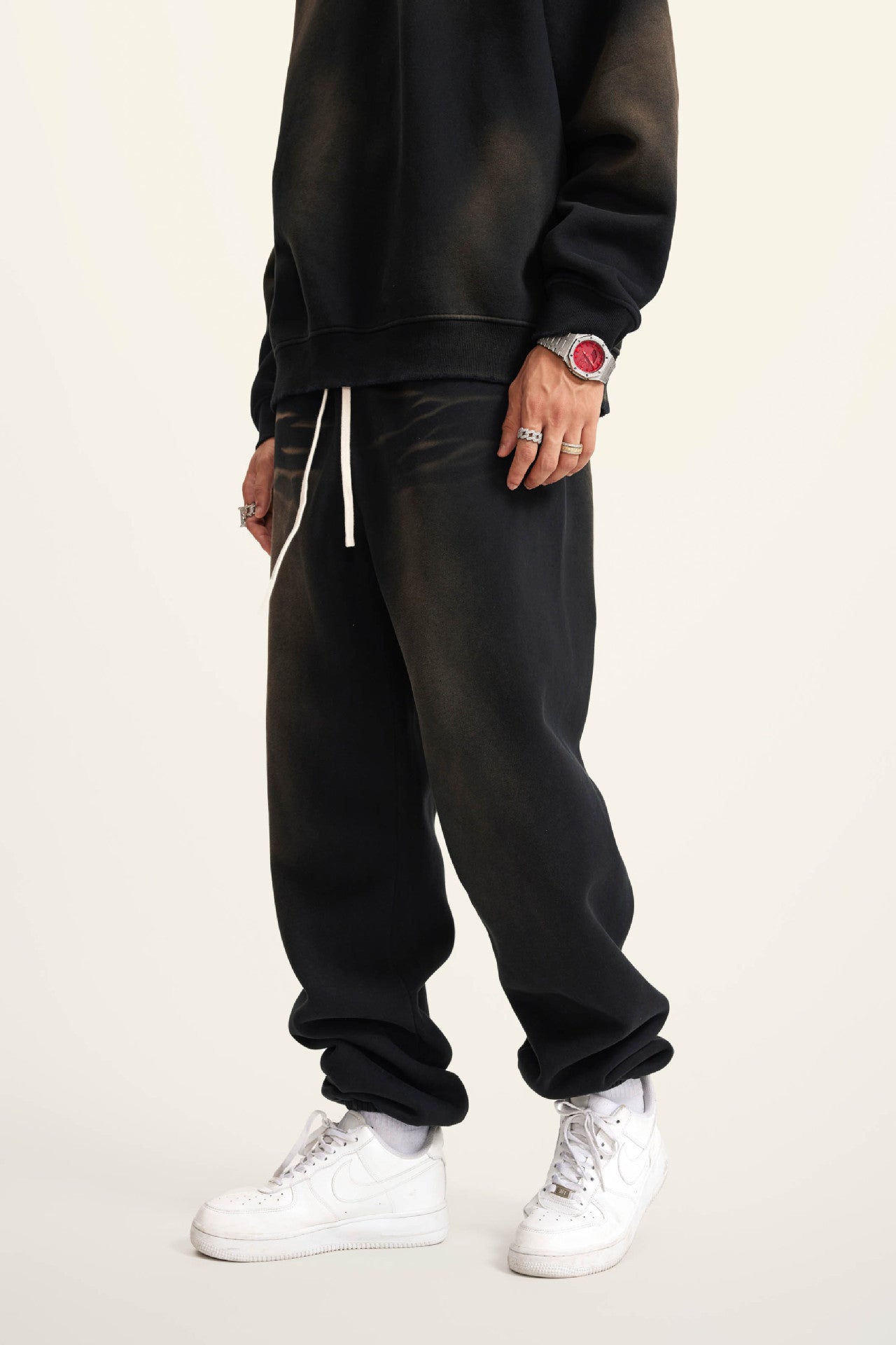 Washed Horsetail Gradient Ankle-tied Sweatpants apparel & accessories