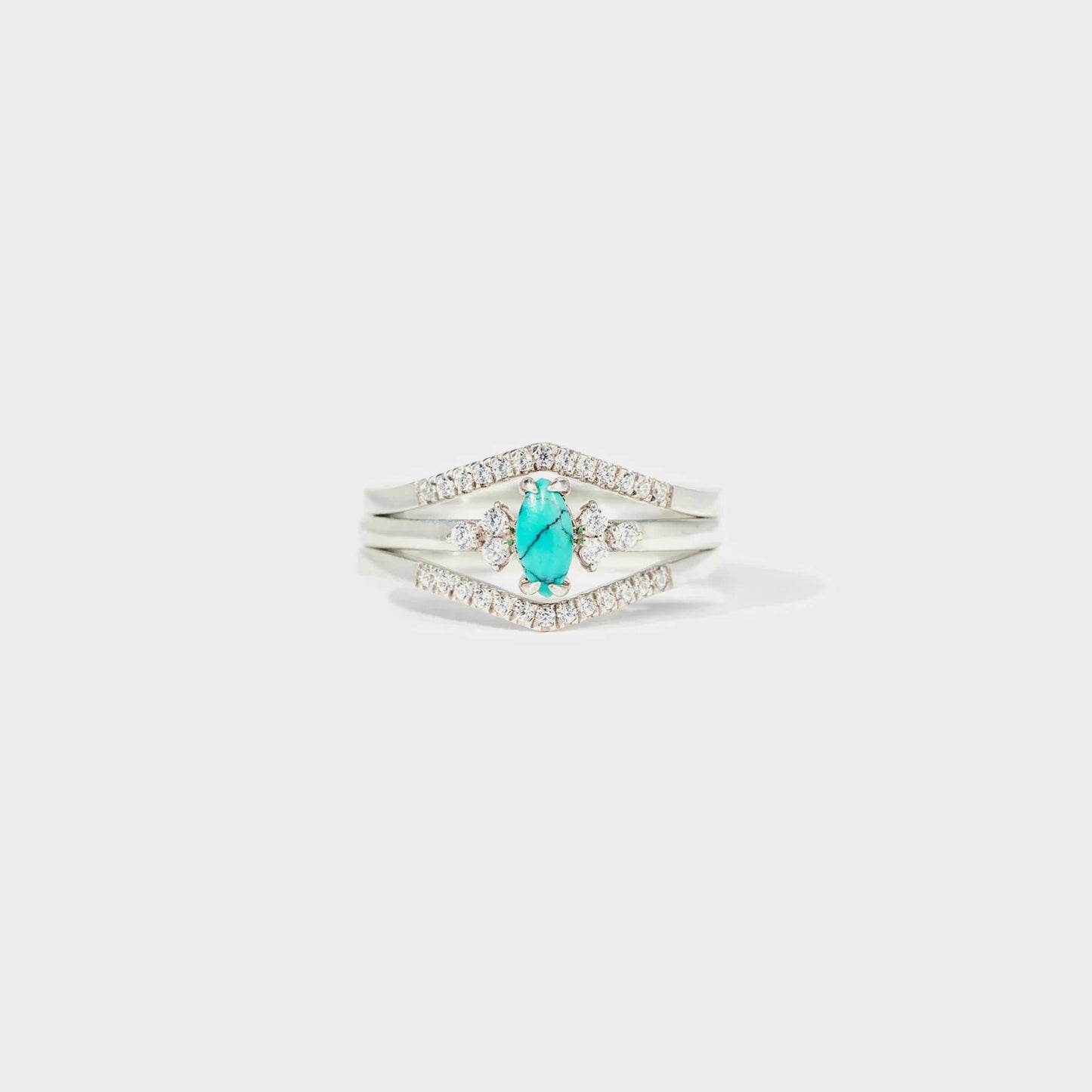 Artificial Turquoise V Shape Inlaid Zircon Ring apparel & accessories