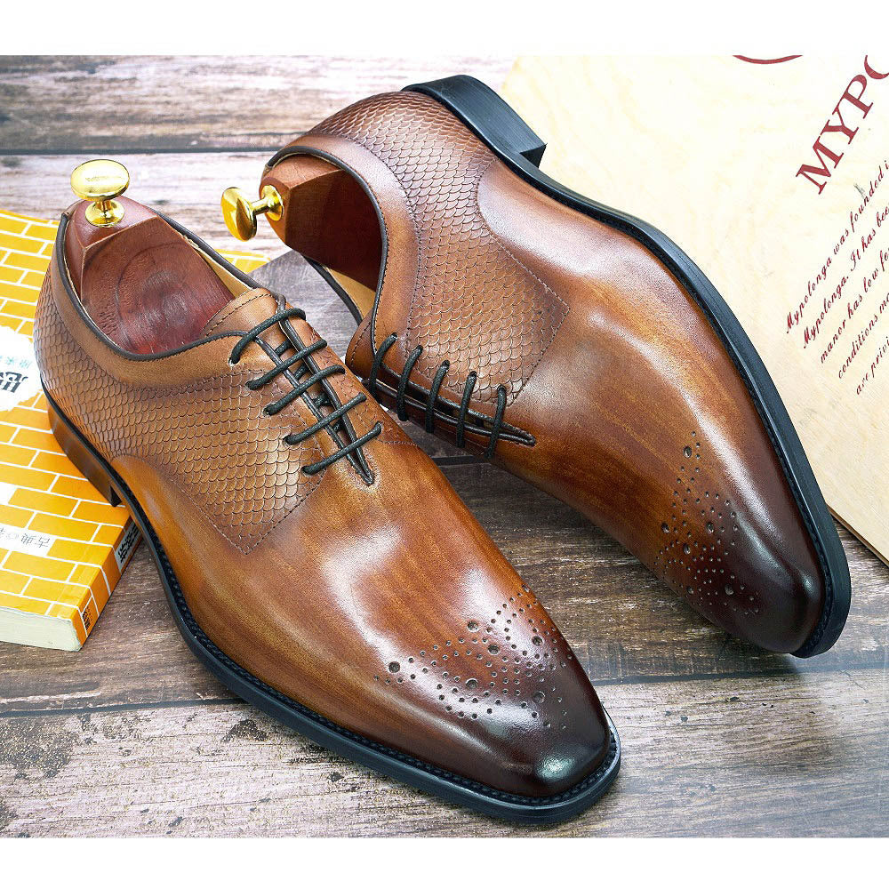 Formal Brock Oxford Shoes Men's Shoes Genuine Leather Shoes & Bags