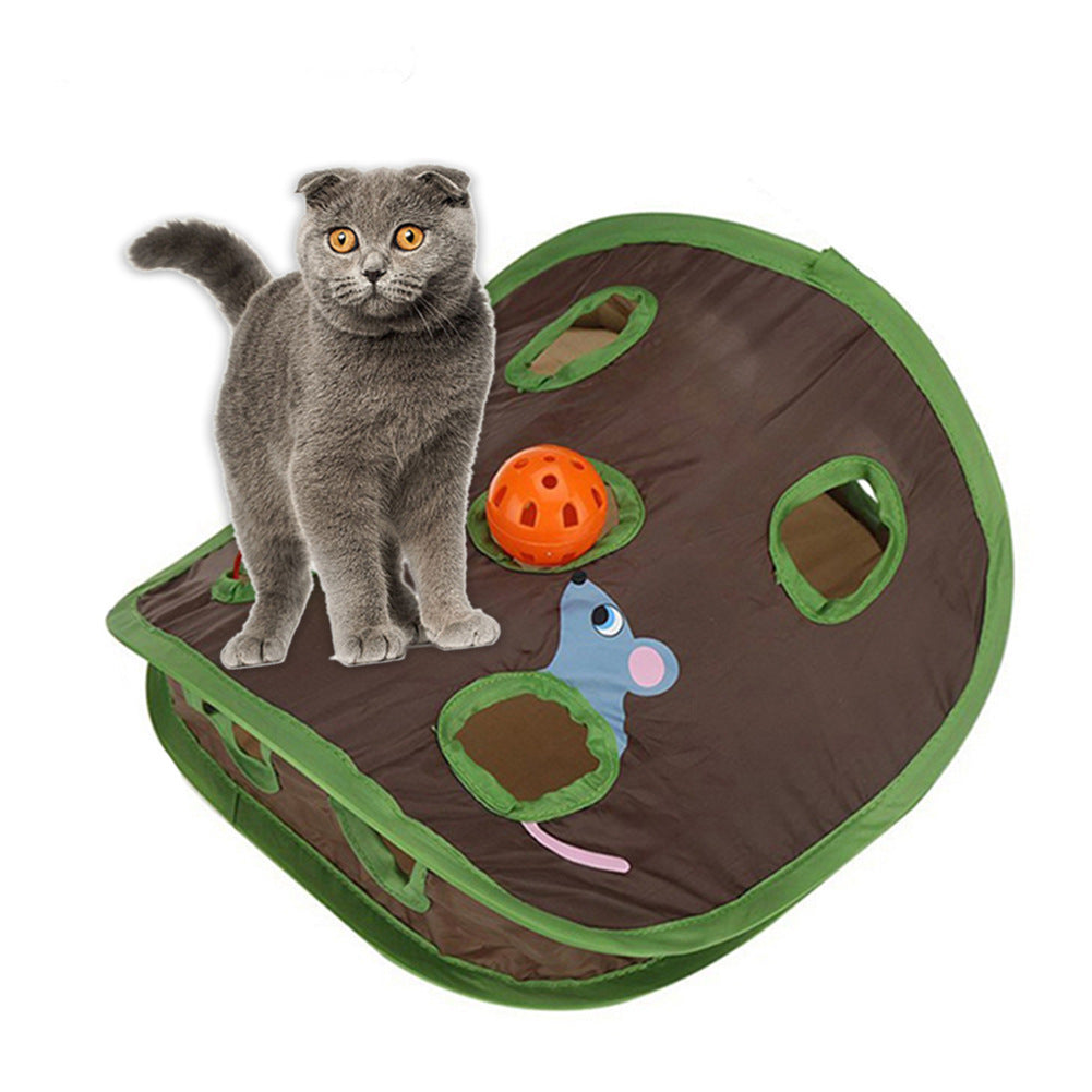 Cute Pet Cat Interactive Hide Seek Game 9 Holes Tunnel Mouse Hunt Intelligence Toy Pet Hidden Hole Kitten Foldable Toys Dog Toys