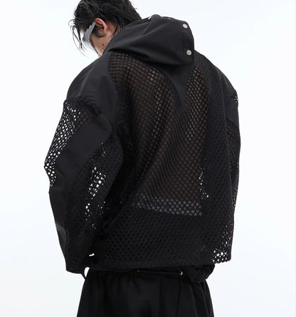 Niche Hollow Mesh Hooded Sweater men's clothing