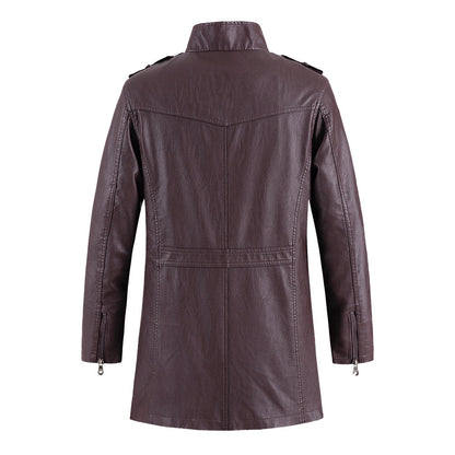 Men's Fashionable Standing Collar Plush Leather Jacket apparel & accessories