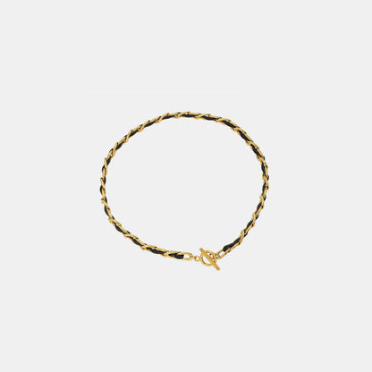 18K Gold-Plated Leather Chain Necklace apparel & accessories