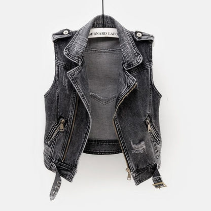 Slim And Versatile Women's Short Denim Vest apparels & accessories