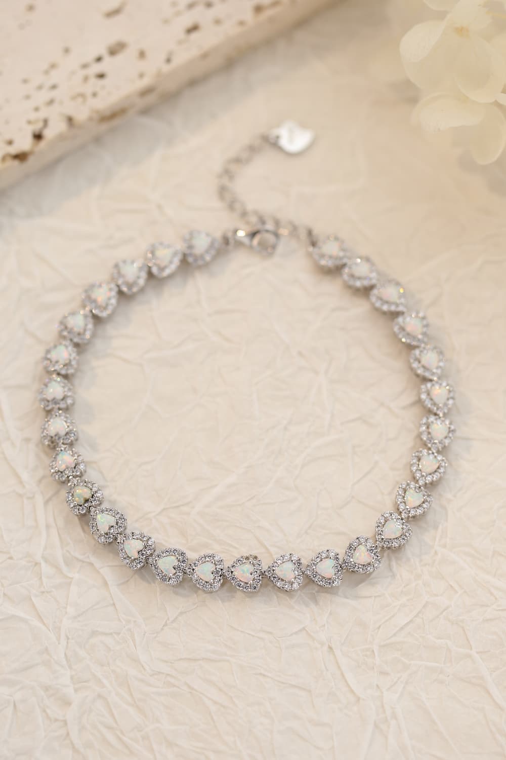 925 Sterling Silver Opal Heart Bracelet apparel & accessories