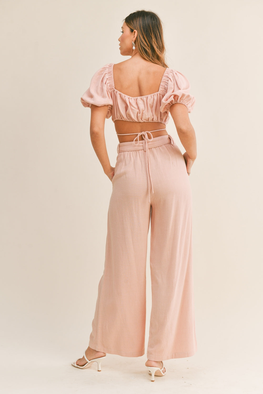 MABLE Crop Top and Belted Pants Set Bottom wear