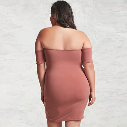 One-Neck Halter Short Skirt Plus Size Lady Dress Dresses & Tops