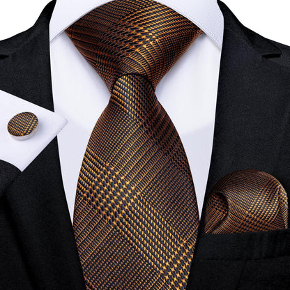 Men's Tie Luxury Black And Gold Striped Silk Woven apparels & accessories