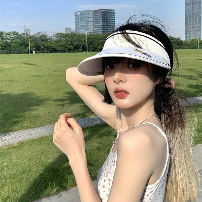 Women Summer Anti-Uv Sun Hat Wide Brim Beach Empty Top Visor Hats Adjustable Plastic Pvc Sunscreen Cap Female Outdoor Spor Cap apparels & accessories