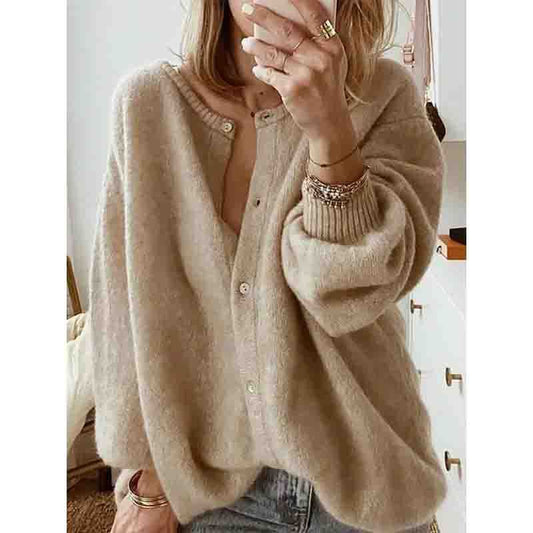 Long Sleeve Knitted Sweater Lantern Sleeves apparels & accessories