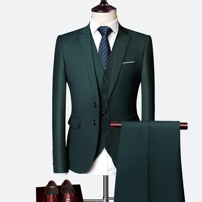 Men's Suit Three-piece Suit British Slim-fitting Wedding Dress Multicolor Plus Size apparels & accessories