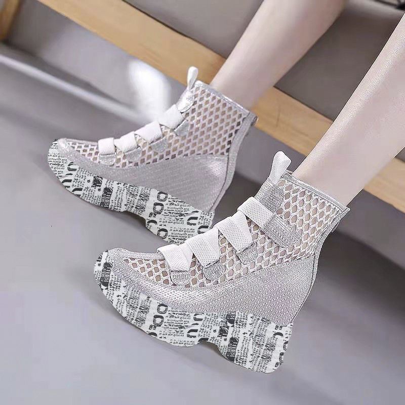 Thick Soled Wedge Heels Heightening Cool Boots Shoes & Bags