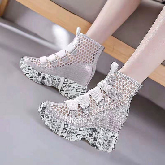 Thick Soled Wedge Heels Heightening Cool Boots Shoes & Bags