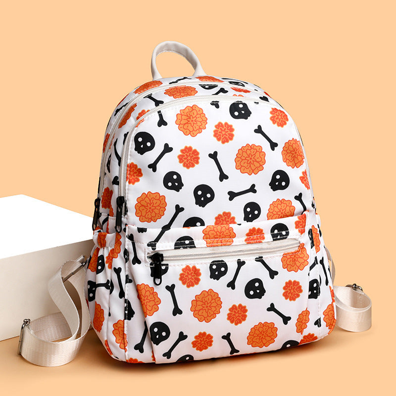 Halloween Skull Print Backpack For Women halloween