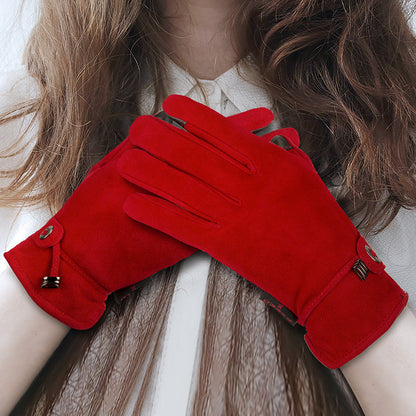 Genuine Leather Gloves Autumn-winter Warm And Thickening Non-slip Touch Screen Fashion apparels & accessories