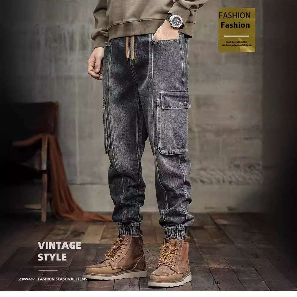 American Retro Ankle-tied Jeans Men men's clothing