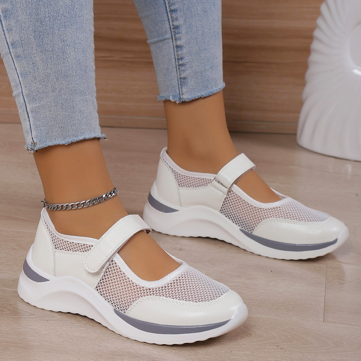 Women's Casual Thick Bottom Breathable Velcro Women's Mesh Surface Shoes Shoes & Bags