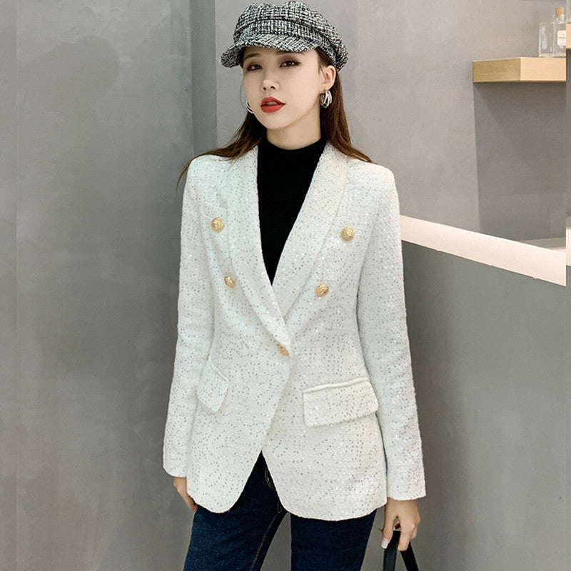 Women's Sequined Autumn And Winter Tweed Suit Jacket apparels & accessories