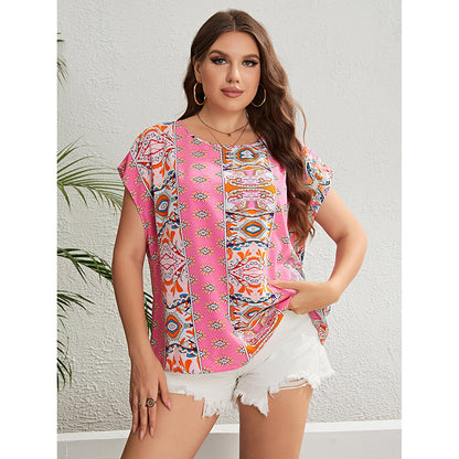 Summer Ethnic Style Round Neck Loose Top Women apparel & accessories