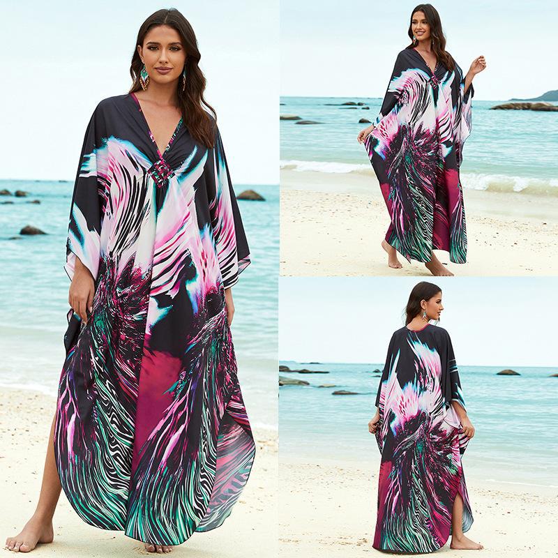 European And American Printed Chest Woven Beach Cover-up apparel & accessories