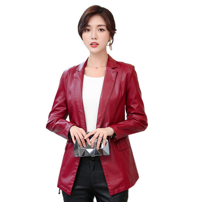 Women's Short Leather Jacket  Slim Small Suit apparels & accessories