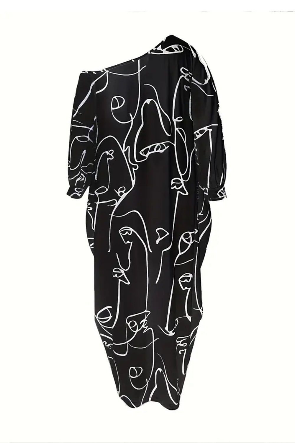 Printed Single Shoulder Lantern Sleeve Maxi Dress apparel & accessories