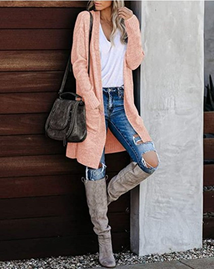 Women's Knitted Pocket Long Sleeve Baggy Coat apparels & accessories