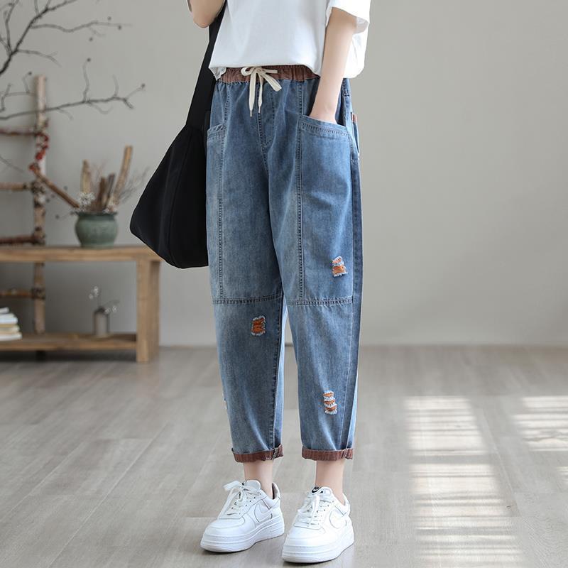 Women's Summer Fashion Ripped Ninth Jeans apparel & accessories