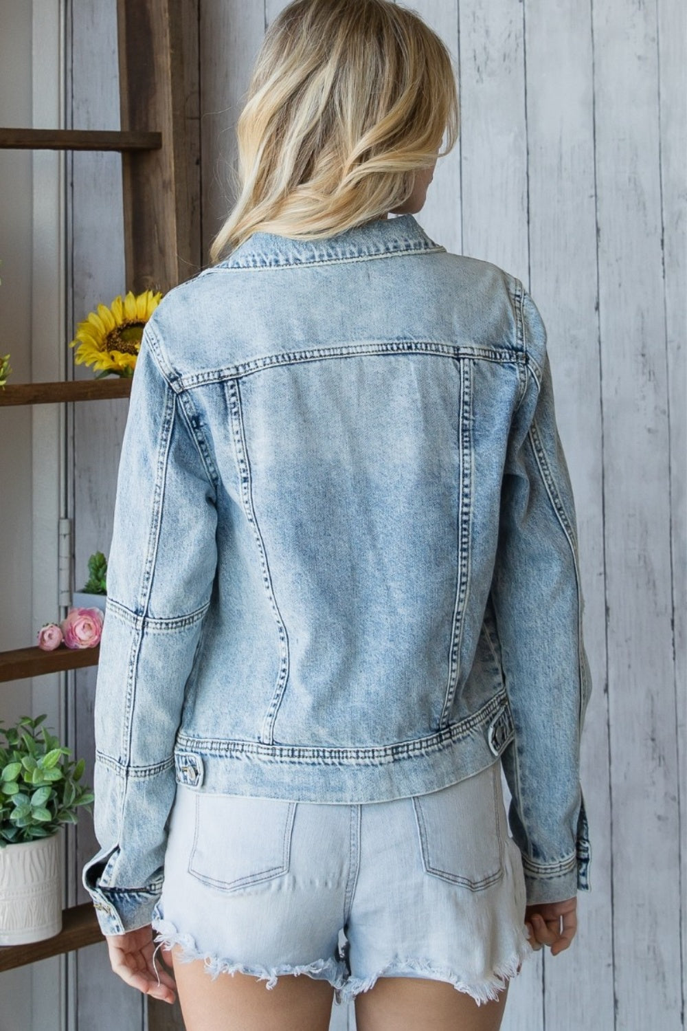 Veveret Distressed Button Up Denim Jacket apparel & accessories