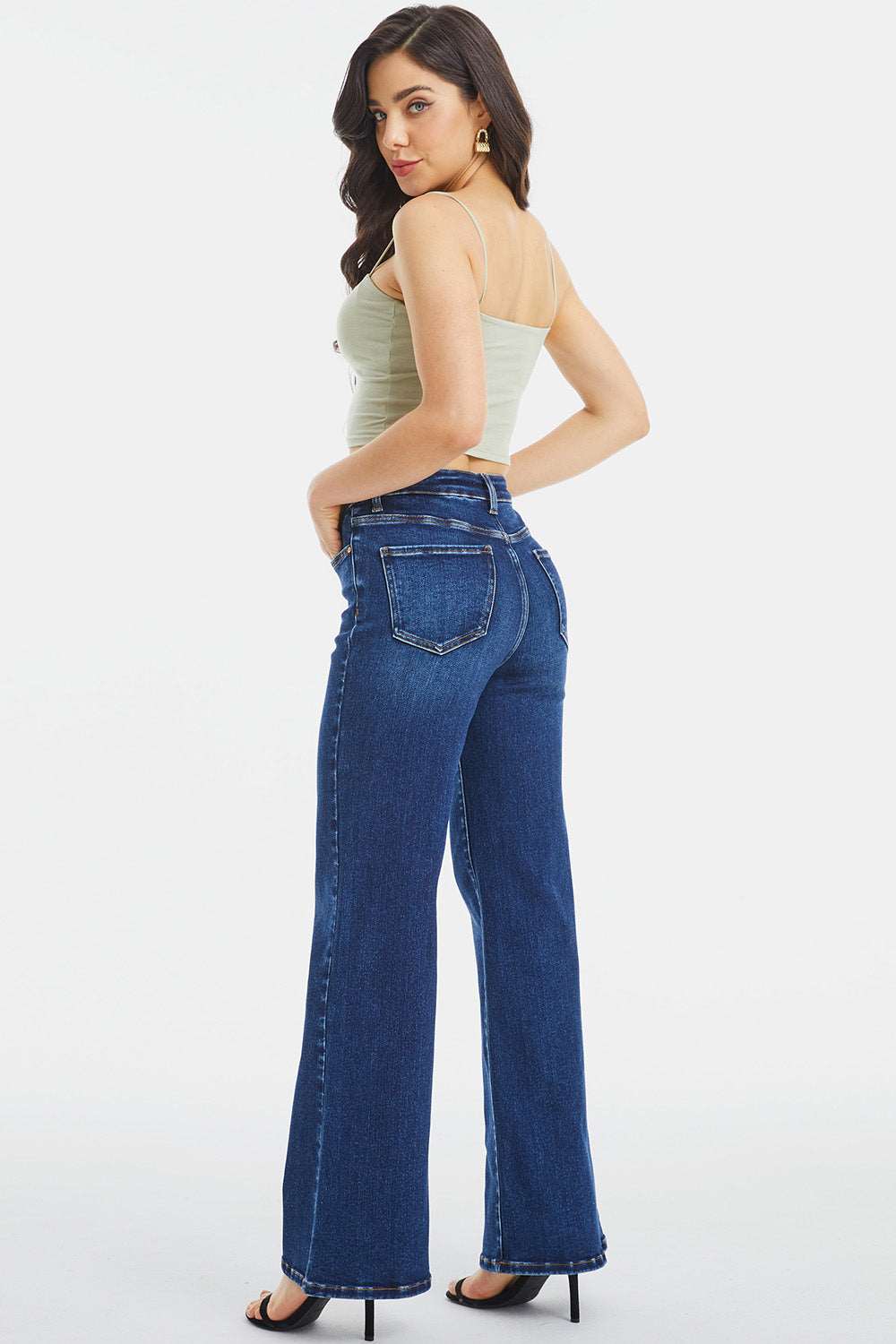 BAYEAS Full Size High Waist Cat's Whisker Wide Leg Jeans apparel & accessories