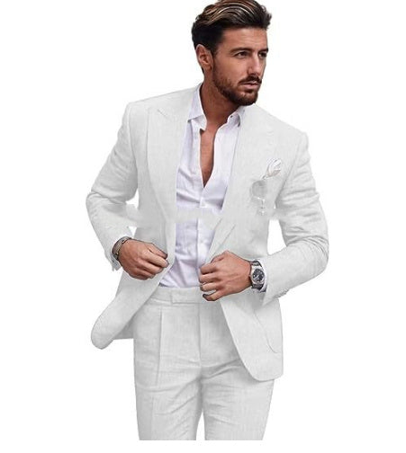 Men's Large Single Row One Button Solid Color Suit Two-piece Set apparel & accessories