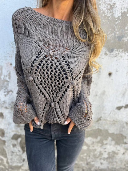 Loose Sweater Round Neck Knitted Top apparels & accessories