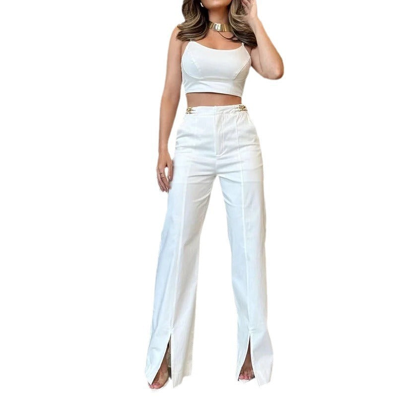 Autumn Fashion Solid Color Trousers Two-piece Set apparels & accessories