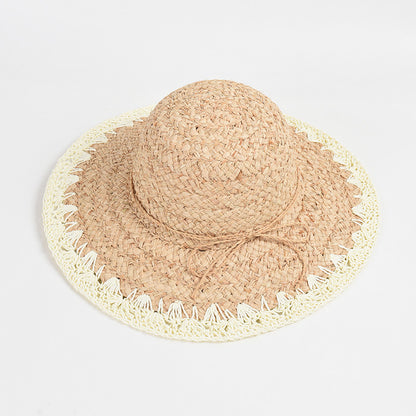 Women's Big Brim Shade Sunscreen Color Matching Raffia Hat apparel & accessories