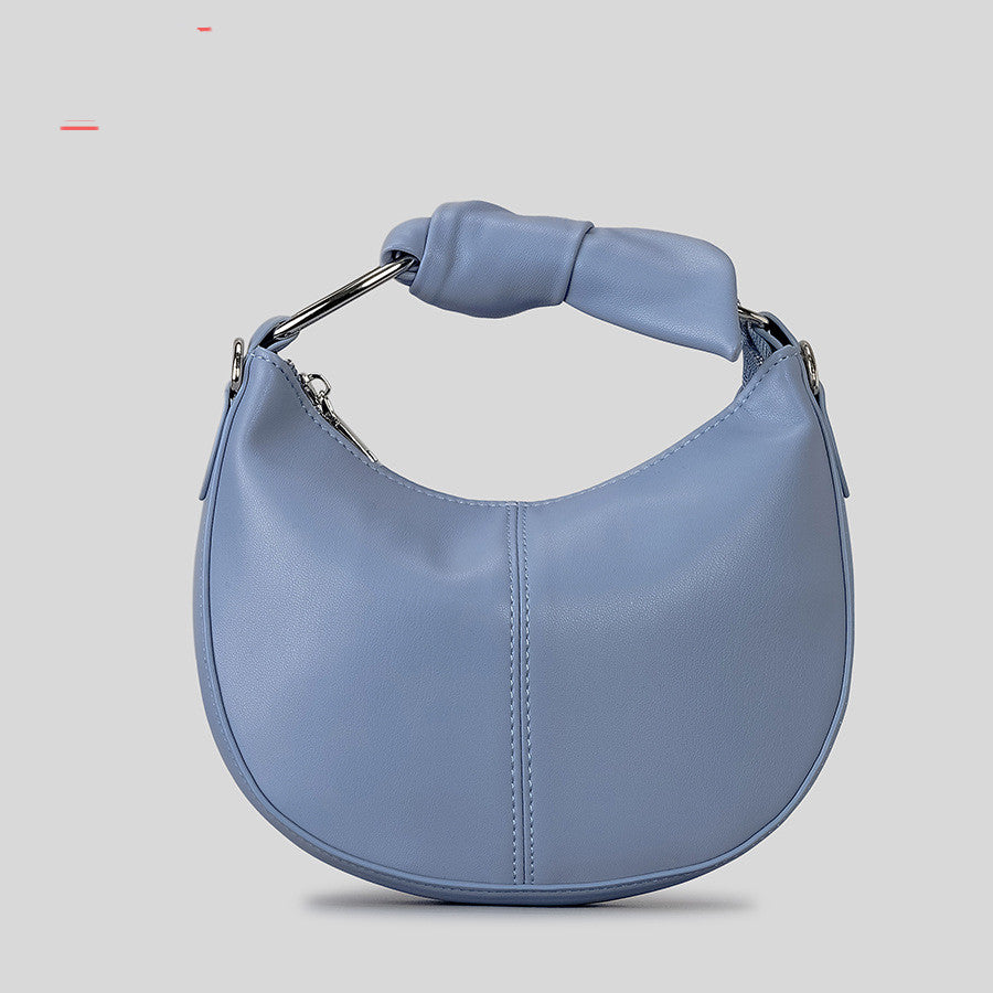 Fashionable Simple Soft Pu Saddle Bag Women's Niche Stitching Knotted Handbag apparel & accessories