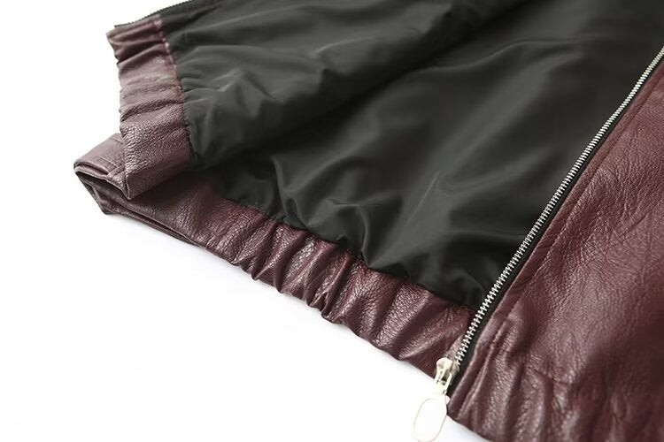 Solid Color Square Collar Leather Jacket Coat apparels & accessories