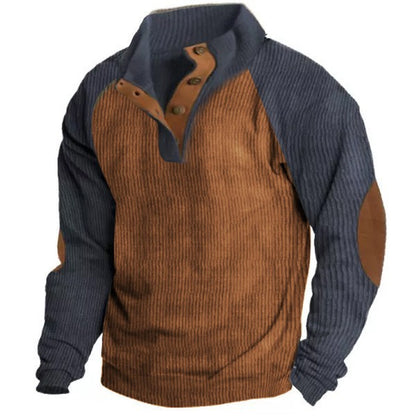 Printed Stand Collar Men's Clothing Casual Sweatshirt T-Shirt