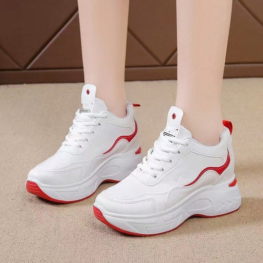 Heightening Sports Shoes For Women With Round Toe Tie Ups Shoes & Bags