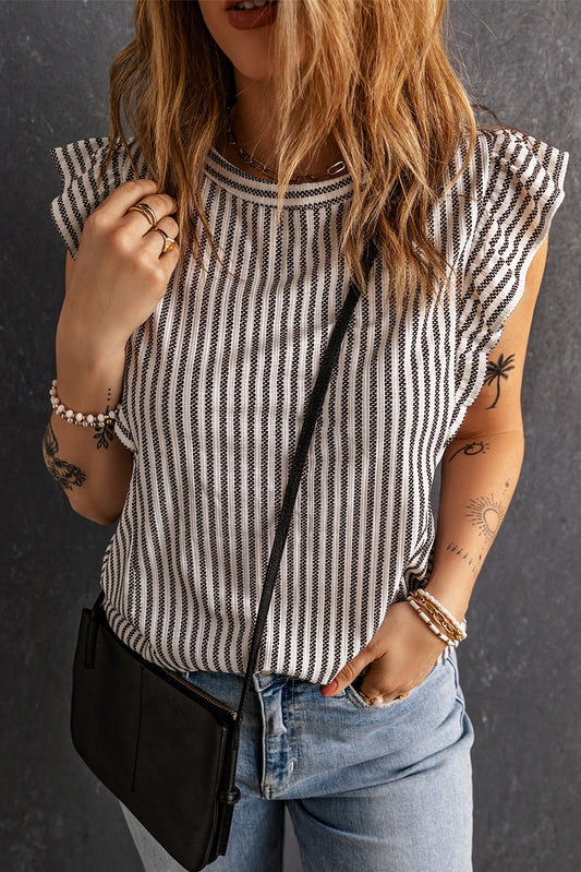 Striped Flutter Sleeve Tank apparel & accessories