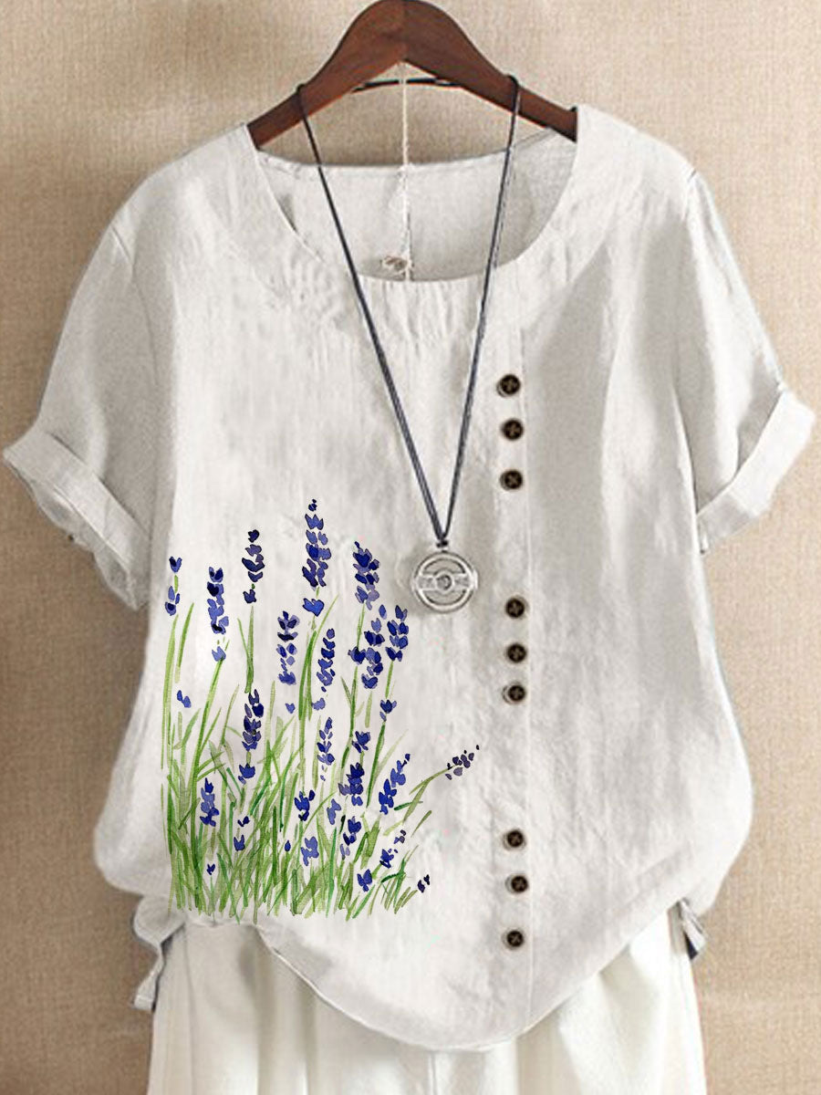 Temperament Commuter Printing Fringe Short Sleeve Pullover Flowers apparel & accessories