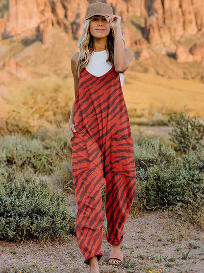 Printed V-Neck Sleeveless Jumpsuit Bottom wear