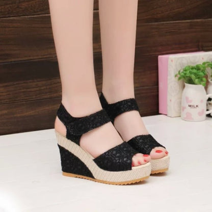 Lace Detail Open Toe High Heel Sandals Accessories for women