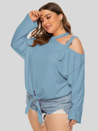 Plus Size Cold-Shoulder Tied Top apparel & accessories