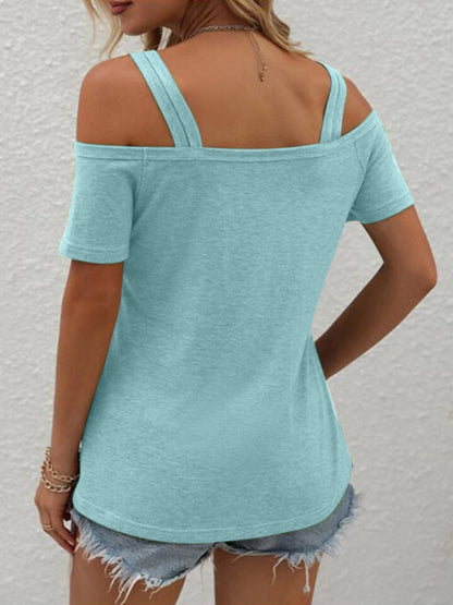 Double Spaghetti Straps Short Sleeve T-Shirt apparel & accessories